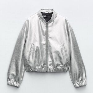 Zara Faux Leather Silver Jacket / NWOT